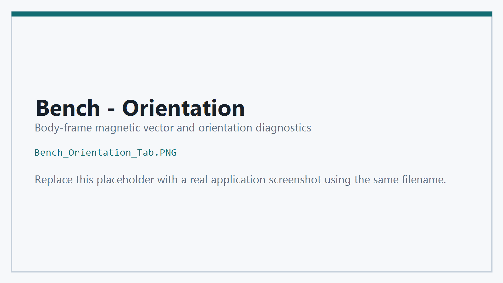 Bench Orientation Tab screenshot